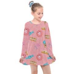 Toothy Sweets Kids  Long Sleeve Dress by SychEva