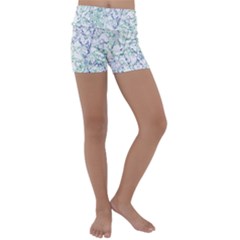 Splatter Abstract Bright Print Kids  Lightweight Velour Yoga Shorts