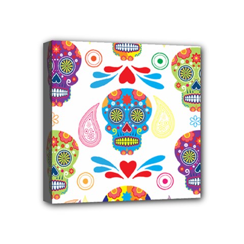 Boho Skull Vibe Mini Canvas 4  X 4  (stretched) by designsbymallika