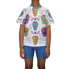 Boho Skull Vibe Kids  Short Sleeve Swimwear by designsbymallika