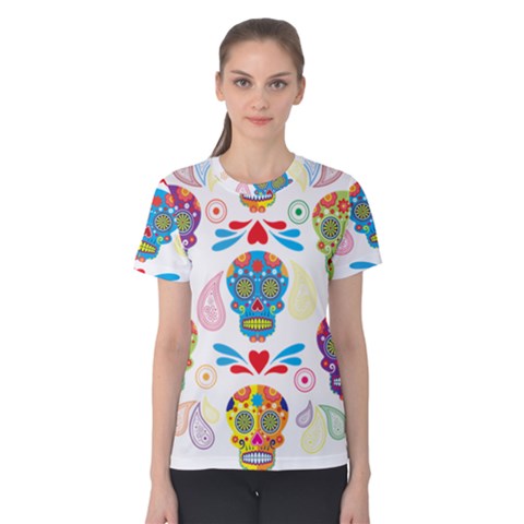 Boho Skull Vibe Women s Cotton Tee by designsbymallika