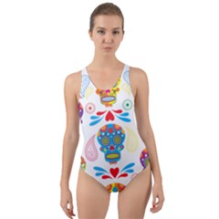 Boho Skull Vibe Cut-out Back One Piece Swimsuit by designsbymallika