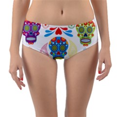 Boho Skull Vibe Reversible Mid-waist Bikini Bottoms by designsbymallika