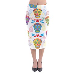 Boho Skull Vibe Midi Pencil Skirt by designsbymallika