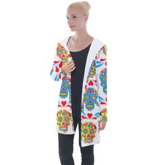 Boho Skull Vibe Longline Hooded Cardigan by designsbymallika