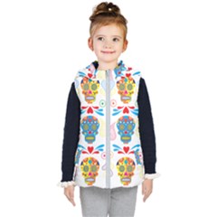 Boho Skull Vibe Kids  Hooded Puffer Vest by designsbymallika