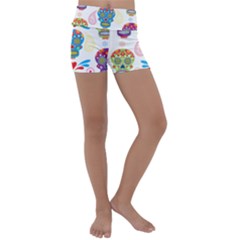 Boho Skull Vibe Kids  Lightweight Velour Yoga Shorts by designsbymallika