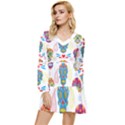 Boho Skull Vibe Tiered Long Sleeve Mini Dress View1