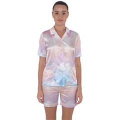 Morning Sky Love Satin Short Sleeve Pajamas Set