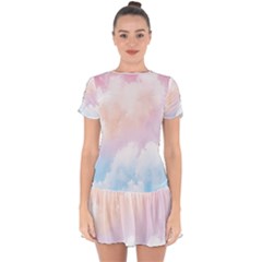 Morning Sky Love Drop Hem Mini Chiffon Dress