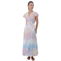 Morning Sky Love Flutter Sleeve Maxi Dress