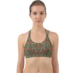 Modern Tropical Motif Print Back Web Sports Bra by dflcprintsclothing