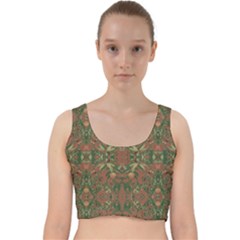 Modern Tropical Motif Print Velvet Racer Back Crop Top by dflcprintsclothing