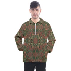 Modern Tropical Motif Print Men s Half Zip Pullover by dflcprintsclothing