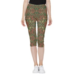 Modern Tropical Motif Print Inside Out Lightweight Velour Capri Leggings  by dflcprintsclothing