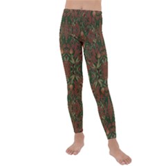 Modern Tropical Motif Print Kids  Lightweight Velour Leggings by dflcprintsclothing