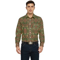 Modern Tropical Motif Print Men s Long Sleeve Pocket Shirt  by dflcprintsclothing