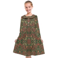 Modern Tropical Motif Print Kids  Midi Sailor Dress by dflcprintsclothing