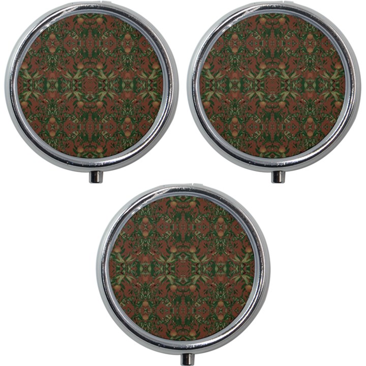 Modern Tropical Motif Print Mini Round Pill Box (Pack of 3)