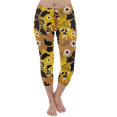 Folk Flowers Art Pattern  Capri Winter Leggings  by Eskimos