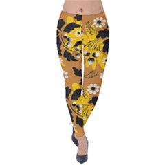 Folk Flowers Art Pattern  Velvet Leggings by Eskimos