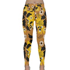 Folk Flowers Art Pattern  Lightweight Velour Classic Yoga Leggings by Eskimos