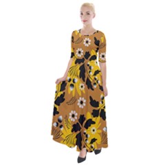 Folk Flowers Art Pattern  Half Sleeves Maxi Dress by Eskimos