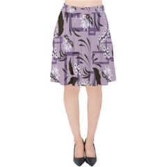 Folk Flowers Art Pattern Floral  Velvet High Waist Skirt by Eskimos