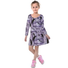 Folk Flowers Art Pattern Floral  Kids  Long Sleeve Velvet Dress by Eskimos