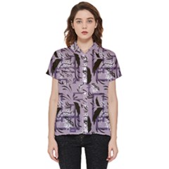 Folk Flowers Art Pattern Floral  Short Sleeve Pocket Shirt by Eskimos