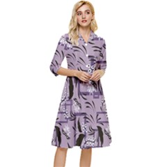 Folk Flowers Art Pattern Floral  Classy Knee Length Dress by Eskimos