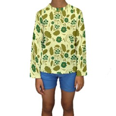 Folk Flowers Art Pattern Floral  Kids  Long Sleeve Swimwear by Eskimos