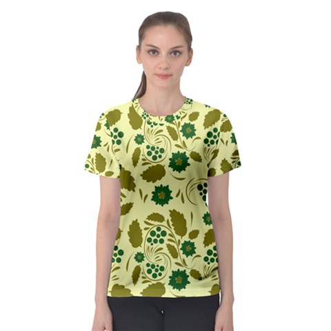 Folk Flowers Art Pattern Floral  Women s Sport Mesh Tee by Eskimos