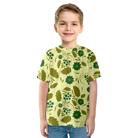 Folk Flowers Art Pattern Floral  Kids  Sport Mesh Tee by Eskimos