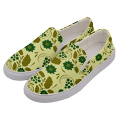 Folk Flowers Art Pattern Floral  Men s Canvas Slip Ons by Eskimos