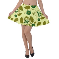 Folk Flowers Art Pattern Floral  Velvet Skater Skirt by Eskimos