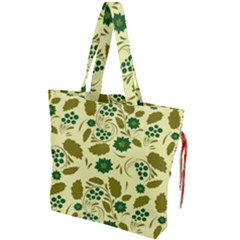 Folk Flowers Art Pattern Floral  Drawstring Tote Bag by Eskimos