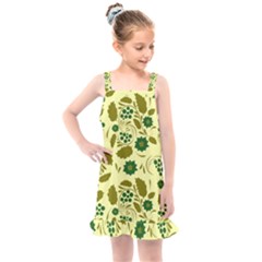 Folk Flowers Art Pattern Floral  Kids  Overall Dress by Eskimos