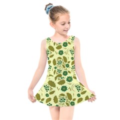 Folk Flowers Art Pattern Floral  Kids  Skater Dress Swimsuit by Eskimos