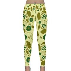 Folk Flowers Art Pattern Floral  Lightweight Velour Classic Yoga Leggings by Eskimos