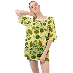 Folk Flowers Art Pattern Floral  Oversized Chiffon Top by Eskimos