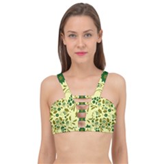 Folk Flowers Art Pattern Floral  Cage Up Bikini Top by Eskimos