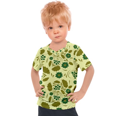 Folk Flowers Art Pattern Floral  Kids  Sports Tee by Eskimos