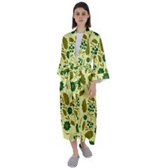 Folk Flowers Art Pattern Floral  Maxi Satin Kimono by Eskimos