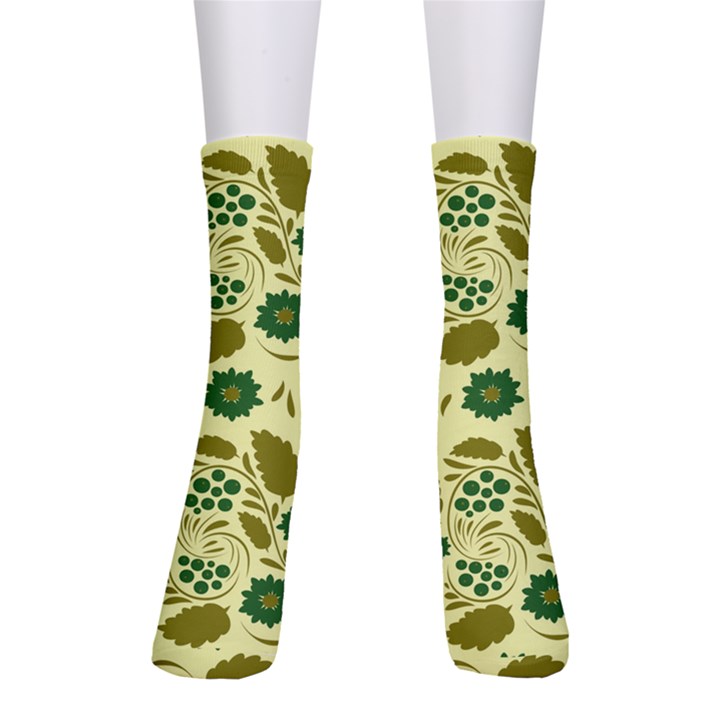 Folk flowers art pattern Floral  Men s Crew Socks