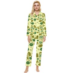 Folk Flowers Art Pattern Floral  Womens  Long Sleeve Pocket Pajamas Set by Eskimos