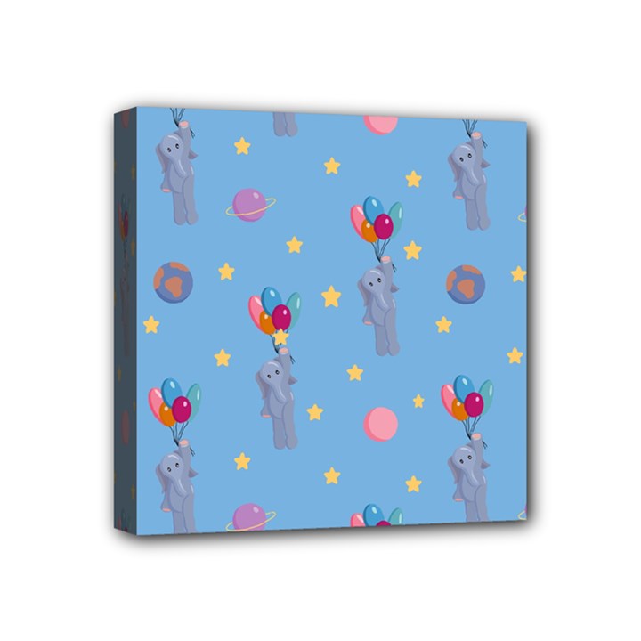 Baby Elephant Flying On Balloons Mini Canvas 4  x 4  (Stretched)