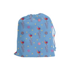 Baby Elephant Flying On Balloons Drawstring Pouch (large) by SychEva