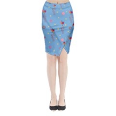 Baby Elephant Flying On Balloons Midi Wrap Pencil Skirt by SychEva