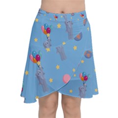 Baby Elephant Flying On Balloons Chiffon Wrap Front Skirt by SychEva